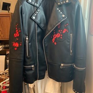 Zara 100% leather biker jacket